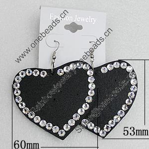 Iron Earrings with PVC, Heart 60x53mm, Sold by Group