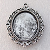 Zinc Alloy Cabochon Settings, Lead-free, Outside Diameter:29x36mm Inner Diameter:18x25mm, Sold by Bag