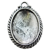 Zinc Alloy Cabochon Settings, Lead-free, Outside Diameter:28x37mm Inner Diameter:21x30mm, Sold by Bag