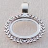 Zinc Alloy Cabochon Settings, Lead-free, Outside Diameter:35x28mm Inner Diameter:18x25mm, Sold by Bag