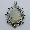 Zinc Alloy Cabochon Settings, Lead-free, Outside Diameter:38x45mm Inner Diameter:22x30mm, Sold by Bag