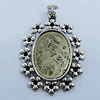 Zinc Alloy Cabochon Settings, Lead-free, Outside Diameter:39x46mm Inner Diameter:22x29mm, Sold by Bag