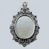 Zinc Alloy Cabochon Settings, Lead-free, Outside Diameter:38x52mm Inner Diameter:22x30mm Sold by Bag