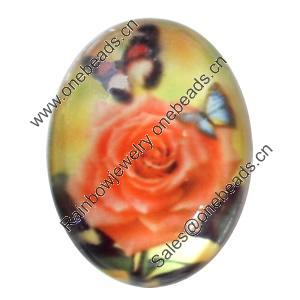 Resin Cabochons, No-Hole Jewelry findings, 29x39mm, Sold by Bag