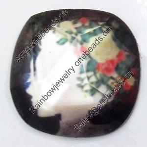 Resin Faceted Cabochons, No-Hole Jewelry findings, 26mm, Sold by Bag