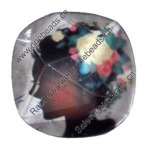 Resin Faceted Cabochons, No-Hole Jewelry findings, 26mm, Sold by Bag