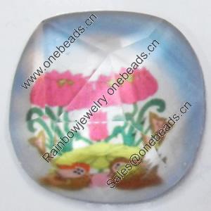 Resin Faceted Cabochons, No-Hole Jewelry findings, 26mm, Sold by Bag