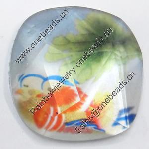 Resin Faceted Cabochons, No-Hole Jewelry findings, 26mm, Sold by Bag