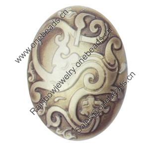 Cameos Resin Beads, No-Hole Jewelry findings, Flat Oval, 30x40mm, Sold by Bag 