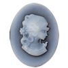 Cameos Resin Beads, No-Hole Jewelry findings, Flat Oval, 30x40mm, Sold by Bag 