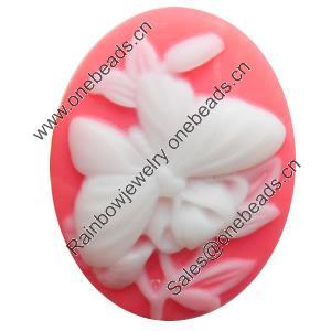 Cameos Resin Beads, No-Hole Jewelry findings, Flat Oval, 30x40mm, Sold by Bag 