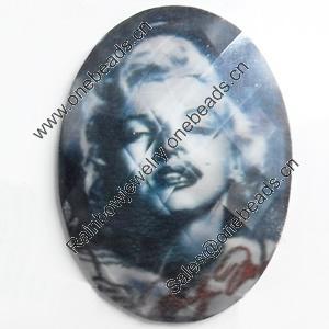 Resin Faceted Cabochons, No-Hole Jewelry findings, 30x40mm, Sold by Bag