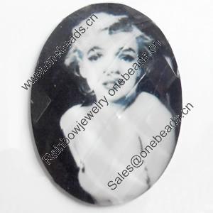 Resin Faceted Cabochons, No-Hole Jewelry findings, 30x40mm, Sold by Bag