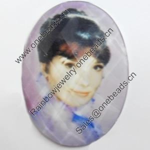 Resin Faceted Cabochons, No-Hole Jewelry findings, 30x40mm, Sold by Bag