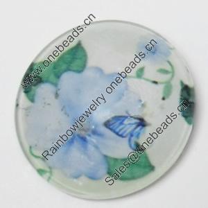 Resin Cabochons, No-Hole Jewelry findings, 25mm, Sold by Bag