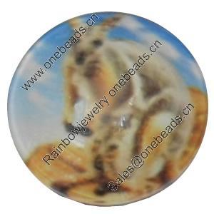 Resin Cabochons, No-Hole Jewelry findings, 25mm, Sold by Bag