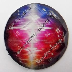 Resin Faceted Cabochons, No-Hole Jewelry findings, 25mm, Sold by Bag