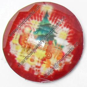 Resin Faceted Cabochons, No-Hole Jewelry findings, 25mm, Sold by Bag