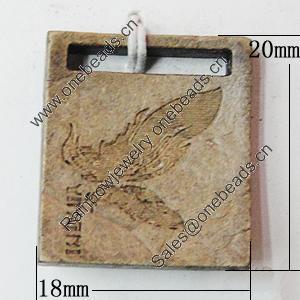 Coconut Shell Pendants, Rectangle 20x18mm, Sold by Bag 