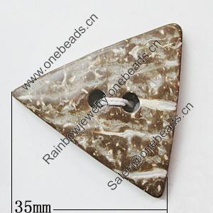 Coconut Shell Button, Triangle 35mm Hole:3.5mm, Sold by Bag 