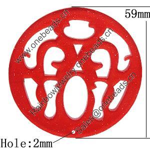 Resin Pendants, Flat Round 59mm Hole:2mm, Sold by Bag 