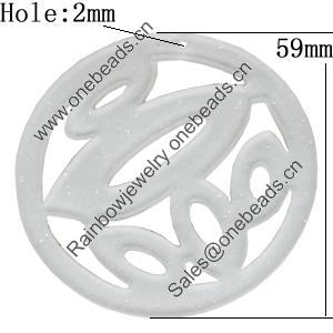 Resin Pendants, Flat Round 59mm Hole:2mm, Sold by Bag 