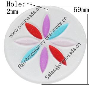 Resin Pendants, Flat Round 59mm Hole:2mm, Sold by Bag 