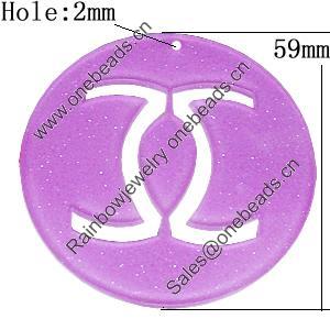 Resin Pendants, Flat Round 59mm Hole:2mm, Sold by Bag 