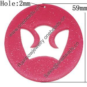 Resin Pendants, Flat Round 59mm Hole:2mm, Sold by Bag 