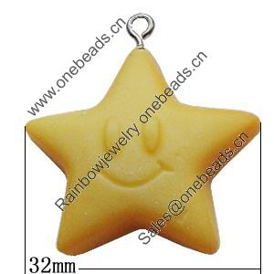 Resin Pendants, Star 32mm, Sold by Bag 