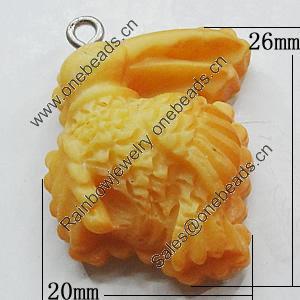 Resin Pendants, 26x20mm, Sold by Bag 