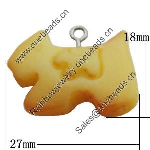 Resin Pendants, Animal 27x18mm, Sold by Bag 