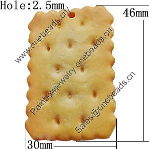 Resin Pendants, Rectangle 46x30mm Hole:2.5mm, Sold by Bag 