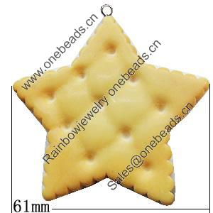 Resin Pendants, Star 61mm, Sold by Bag 