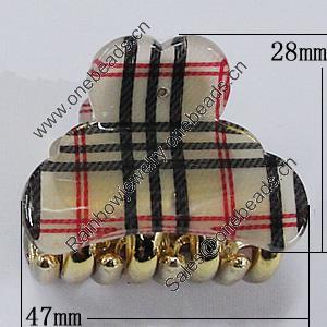 Fashional hair Clip with Acrylic, 47x28mm, Sold by Group