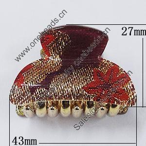 Fashional hair Clip with Acrylic, 43x27mm, Sold by Group