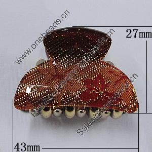 Fashional hair Clip with Acrylic, 43x27mm, Sold by Group