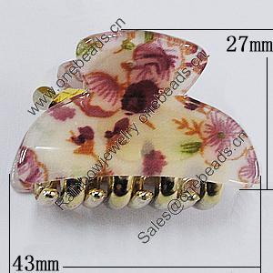 Fashional hair Clip with Acrylic, 43x27mm, Sold by Group