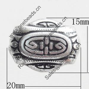 Antique Silver Plastic Beads, 20x15mm, Hole:Approx 3mm, Sold by Bag