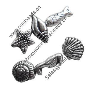Antique Silver Plastic Beads, Mix Style, 6x15-10x13mm, Hole:Approx 3mm, Sold by Bag