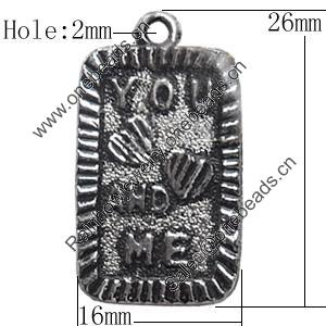 Antique Silver Plastic Pendant, 16x26mm, Hole:Approx 2mm, Sold by Bag