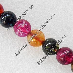 Crackle Glass Beads, Round, 6mm, Hole:Approx 1mm, Sold per 16-inch Strand 