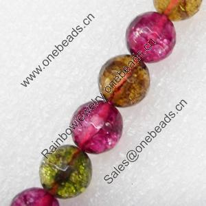 Crackle Glass Beads, Faceted Round, 10mm, Hole:Approx 1mm, Sold per 16-inch Strand 