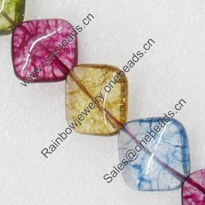 Crackle Glass Beads, Diamond, 23mm, Hole:Approx 1mm, Sold per 16-inch Strand 