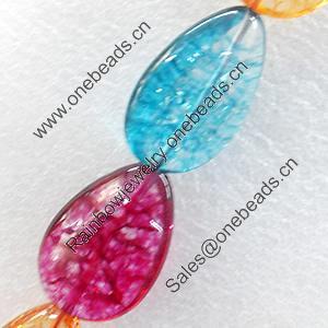 Crackle Glass Beads, Teardrop, 21x30mm, Hole:Approx 1mm, Sold per 16-inch Strand 