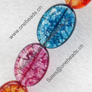 Crackle Glass Beads, Flat Oval, 18x25mm, Hole:Approx 1mm, Sold per 16-inch Strand 