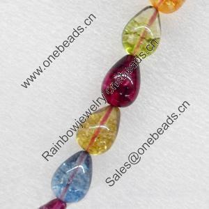 Crackle Glass Beads, Teardrop, 13x18mm, Hole:Approx 1mm, Sold per 16-inch Strand 