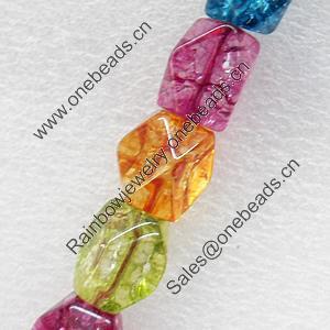 Crackle Glass Beads, Polygon, 11x15mm, Hole:Approx 1mm, Sold per 16-inch Strand 