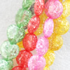 Crackle Glass Beads, Flat Round, Mix color, 12mm, Hole:Approx 1mm, Sold per 16-inch Strand 