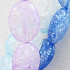 Crackle Glass Beads, Flat Oval, 18x25mm, Hole:Approx 1mm, Sold per 16-inch Strand 